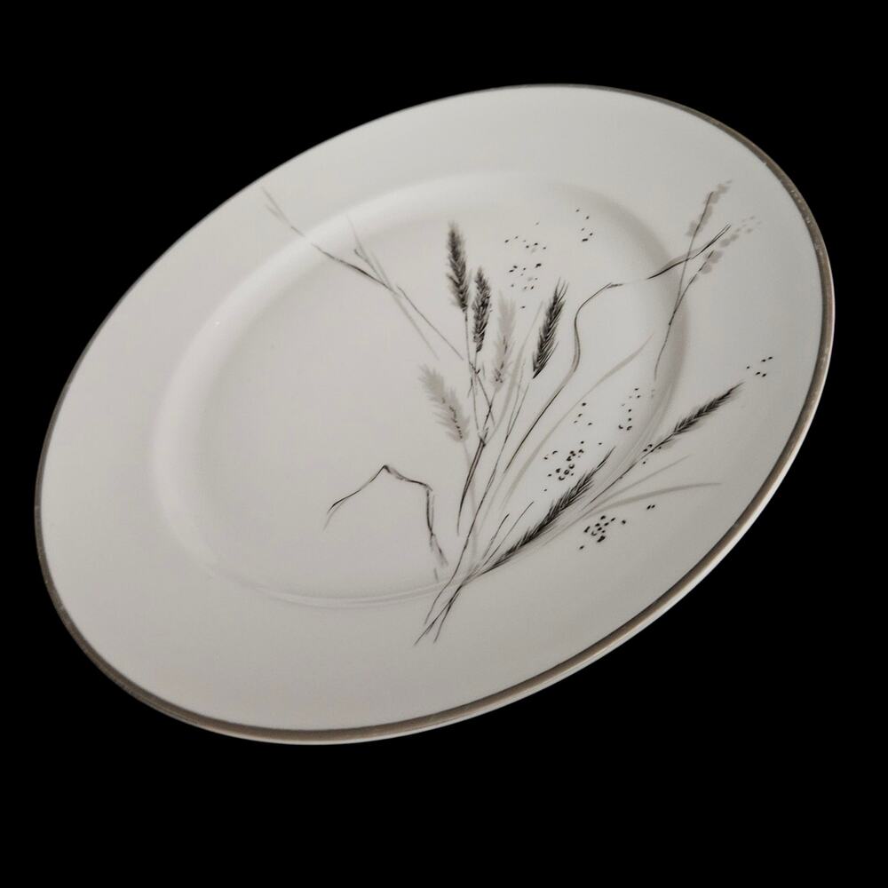 Rosenthal Aida Bavaria Salad Plates Set 4 Mid Century Wheat Platinum Rim